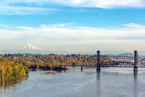 Burlington Northern Railroad Bridge and Mt. Hood