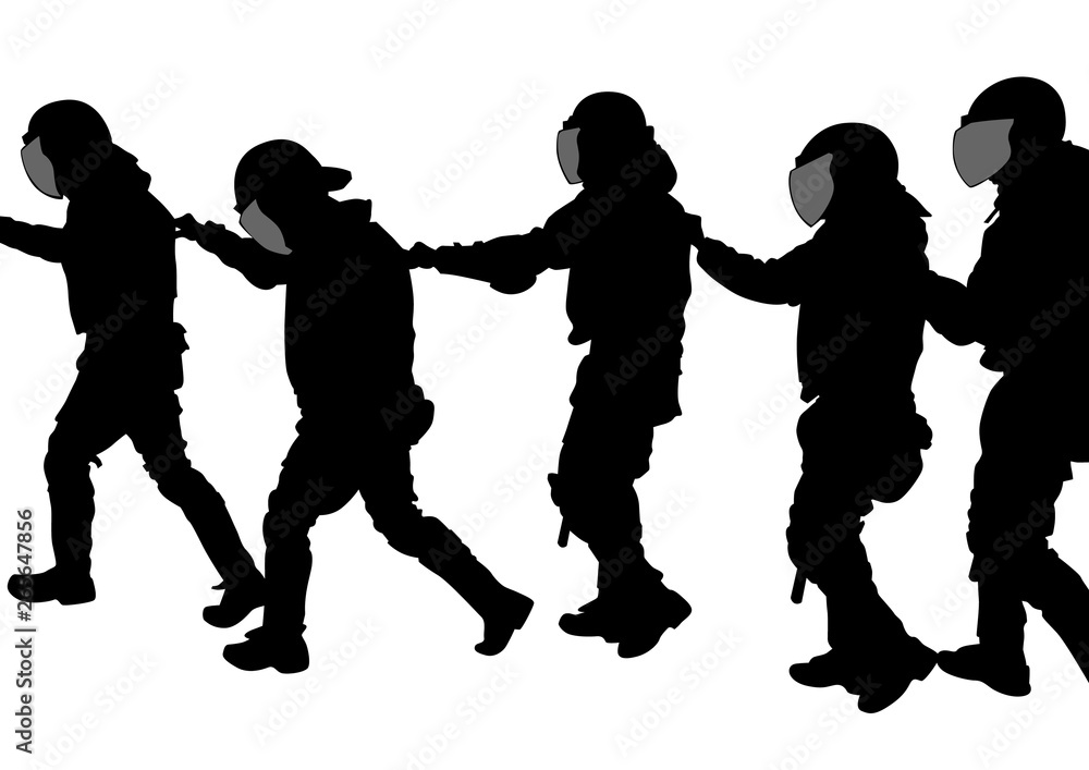 People of special police force on white background People of special police force on white background