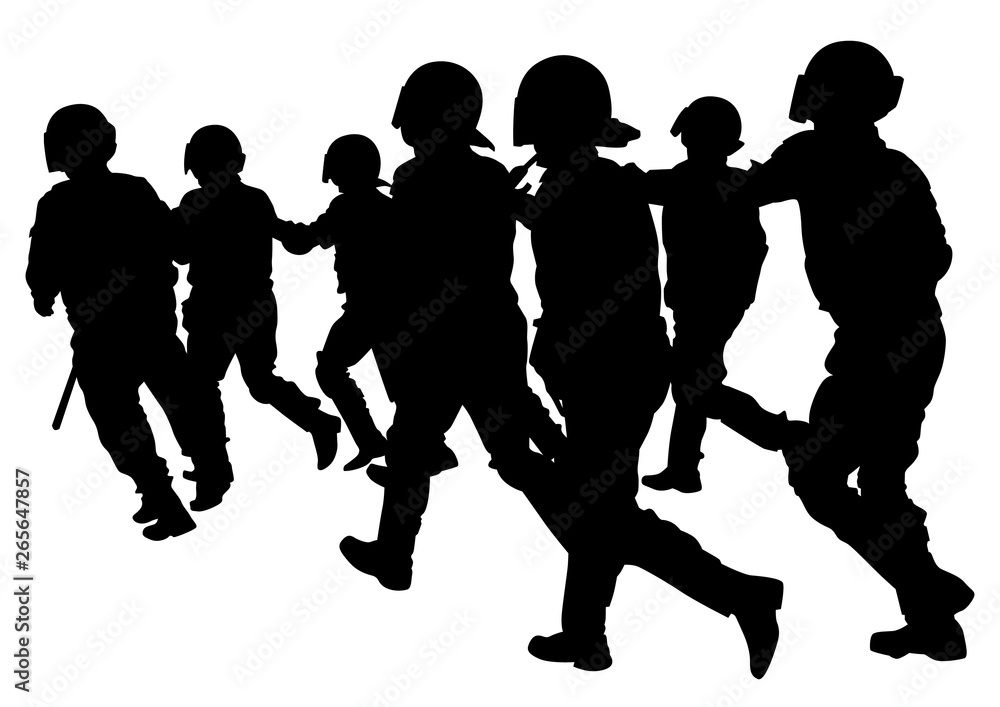People of special police force on white background People of special police force on white background