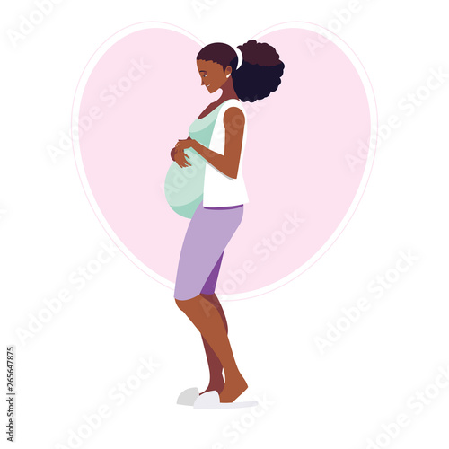 beautiful afro pregnancy woman in heart character