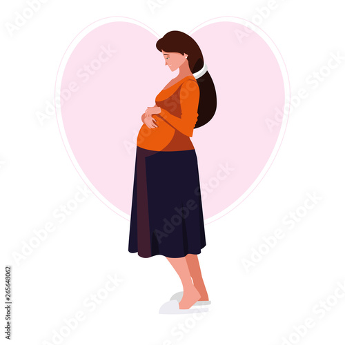 beautiful pregnancy woman in heart character
