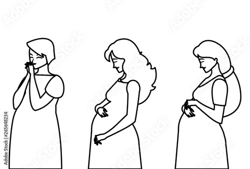 group of beautiful pregnancy women characters
