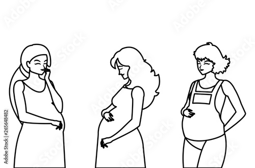 group of beautiful pregnancy women characters