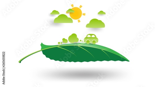 Eco no plastic environmental with technology to preserve the world  for sustainable energy development vector design