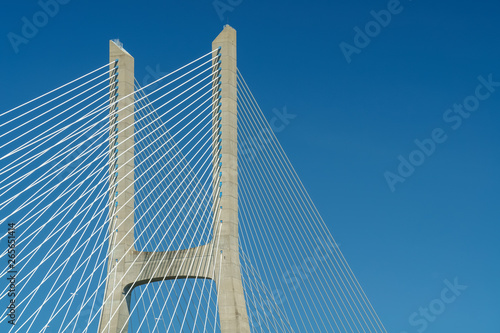 Architectural Details Of 25 de Abril Bridge (25th April Bridge) In Lisbon Portugal © radub85