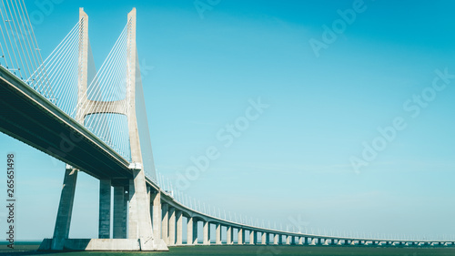 Fototapeta Naklejka Na Ścianę i Meble -  Architectural Details Of 25 de Abril Bridge (25th April Bridge) In Lisbon Portugal