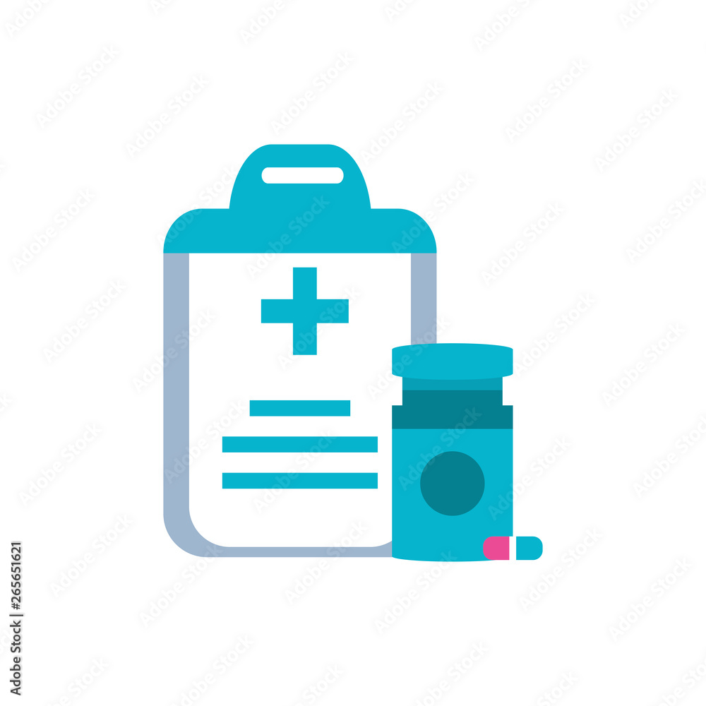 clipboard with document hospital and bottle medicine clipboard with document hospital and bottle medicine