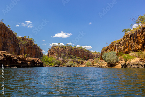 Katherine Gorge on an early morning cruise up the river with wonder reflections and beautiful scenery  Northern Territory  Central Australia.