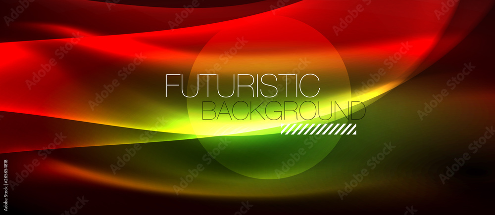 Glowing abstract wave on dark, shiny motion, magic space light. Techno abstract background Glowing abstract wave on dark, shiny motion, magic space light. Techno abstract background