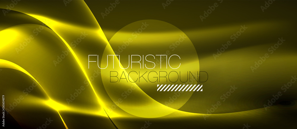 Neon shiny light glowing wave lines Neon shiny light glowing wave lines