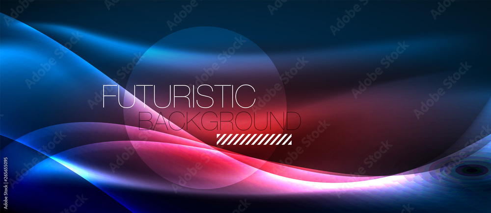 Glowing abstract wave on dark, shiny motion, magic space light. Techno abstract background Glowing abstract wave on dark, shiny motion, magic space light. Techno abstract background