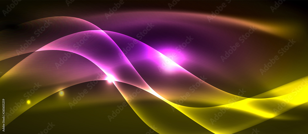 Neon shiny light glowing wave lines Neon shiny light glowing wave lines