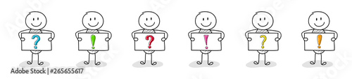 Hand drawn cartoon people holding whiteboard with business icons. Vector