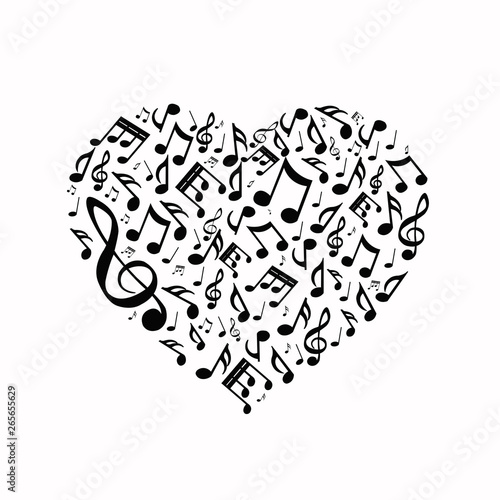 Decoration of musical notes in the shape of a heart