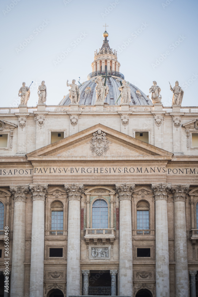 VATICAN, ROME, ITALY - NOVEMBER 17, 2017: Close-up of the Vatican facade in Rome