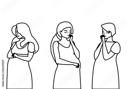 group of beautiful pregnancy women characters