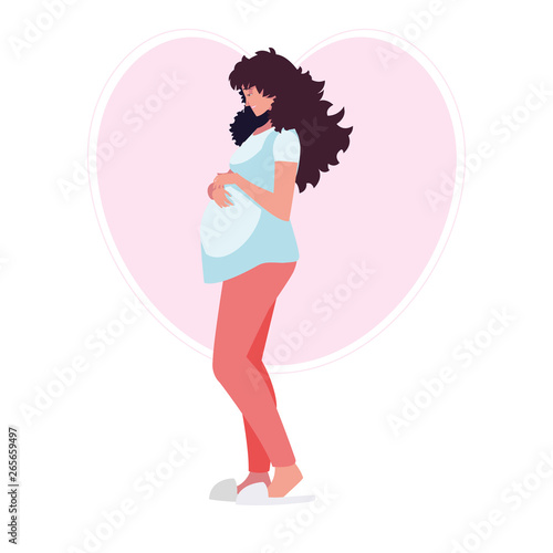beautiful pregnancy woman in heart character