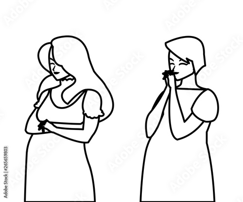 couple of beautiful pregnancy women characters