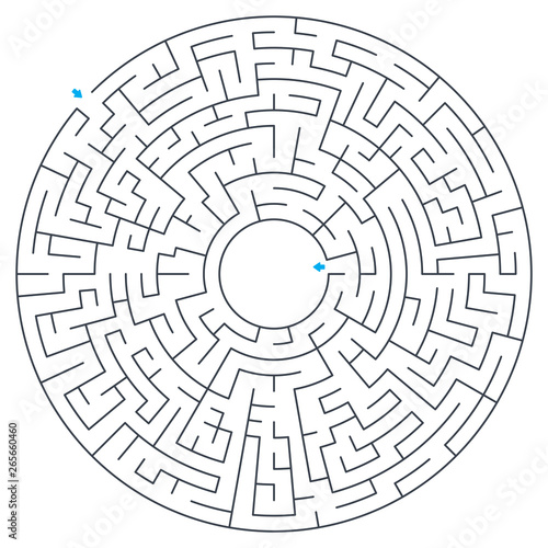 Maze, labyrinth, vector illustration. Round, circular maze. High quality vector.