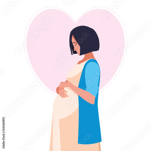 beautiful pregnancy woman in heart character