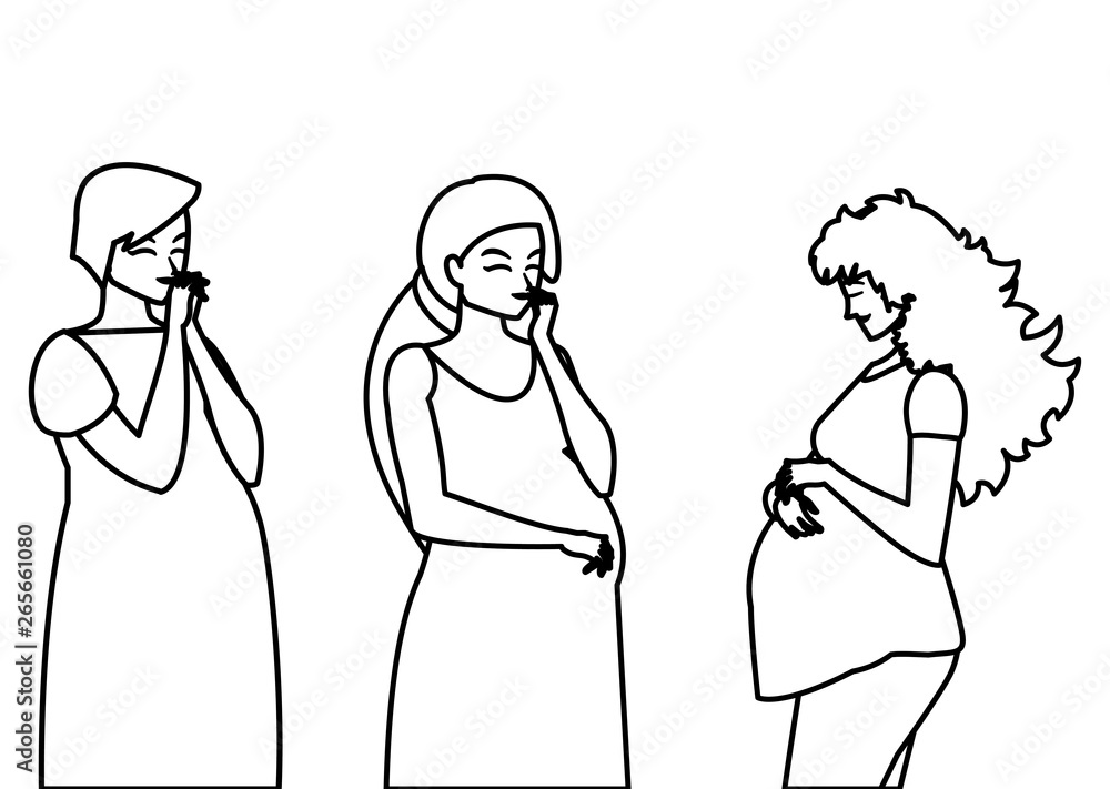 group of beautiful pregnancy women characters group of beautiful pregnancy women characters