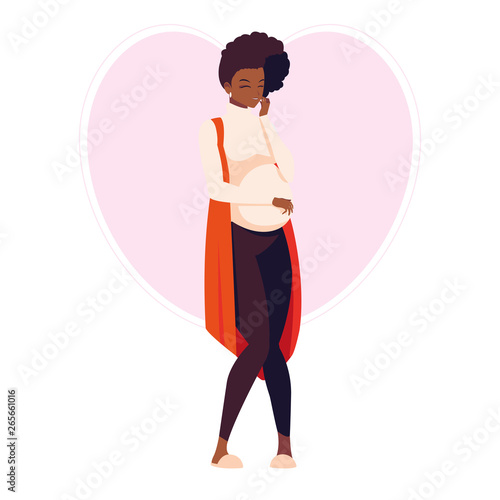 beautiful afro pregnancy woman in heart character