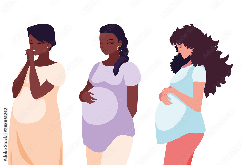 interracial group of pregnancy women in heart interracial group of pregnancy women in heart