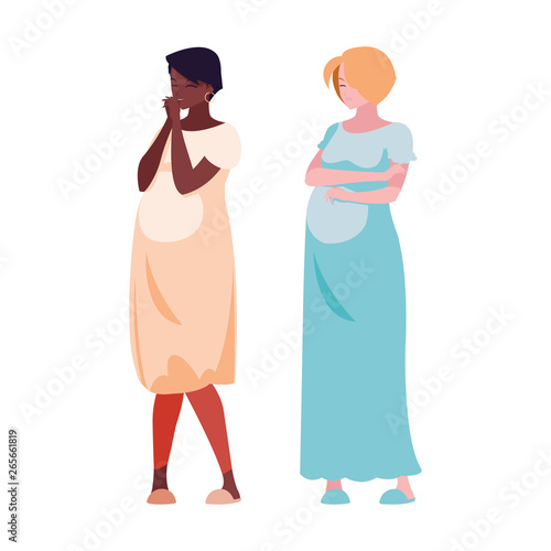 interracial couple of pregnancy women characters