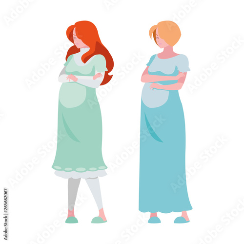 couple of beautiful pregnancy women characters