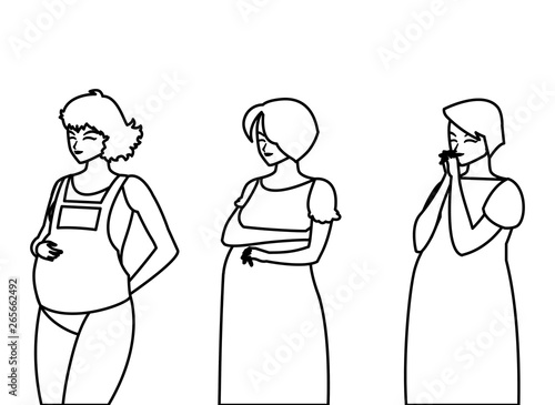 group of beautiful pregnancy women characters