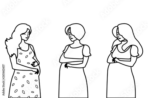 group of beautiful pregnancy women characters