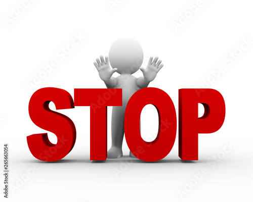 Fotografie 3d man both hand stop gesture