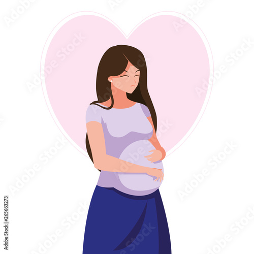 beautiful pregnancy woman in heart character