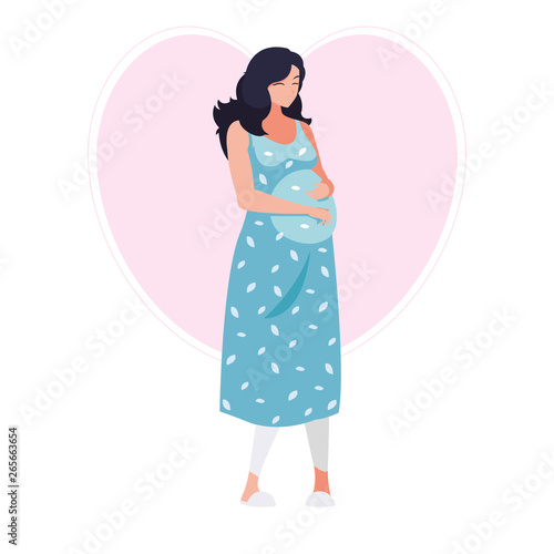 beautiful pregnancy woman in heart character