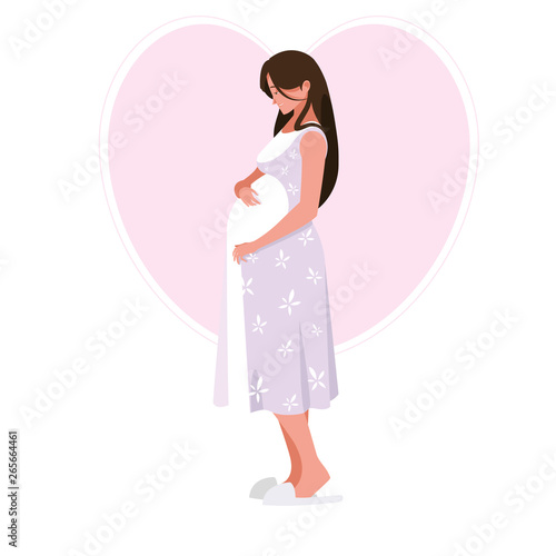 beautiful pregnancy woman in heart character