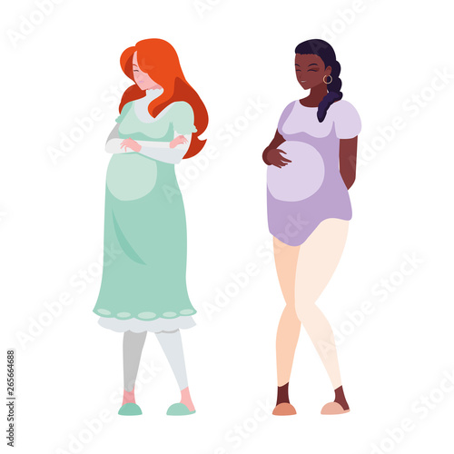 interracial couple of pregnancy women characters