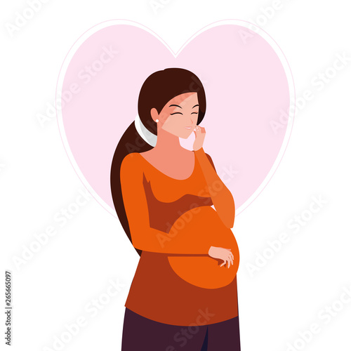 beautiful pregnancy woman in heart character