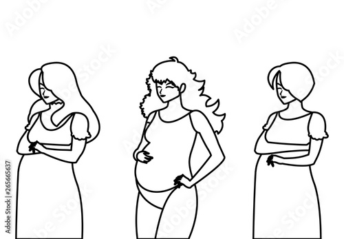 group of beautiful pregnancy women characters