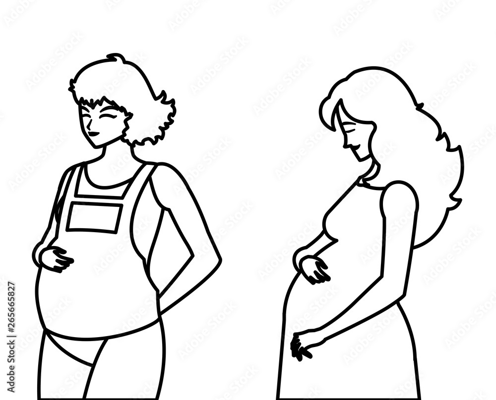couple of beautiful pregnancy women characters couple of beautiful pregnancy women characters
