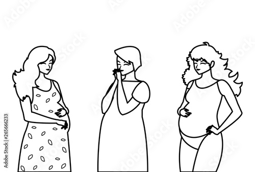 group of beautiful pregnancy women characters