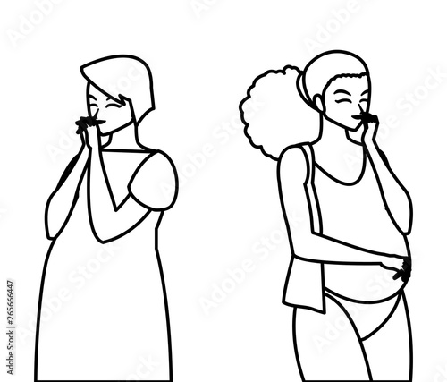 couple of beautiful pregnancy women characters