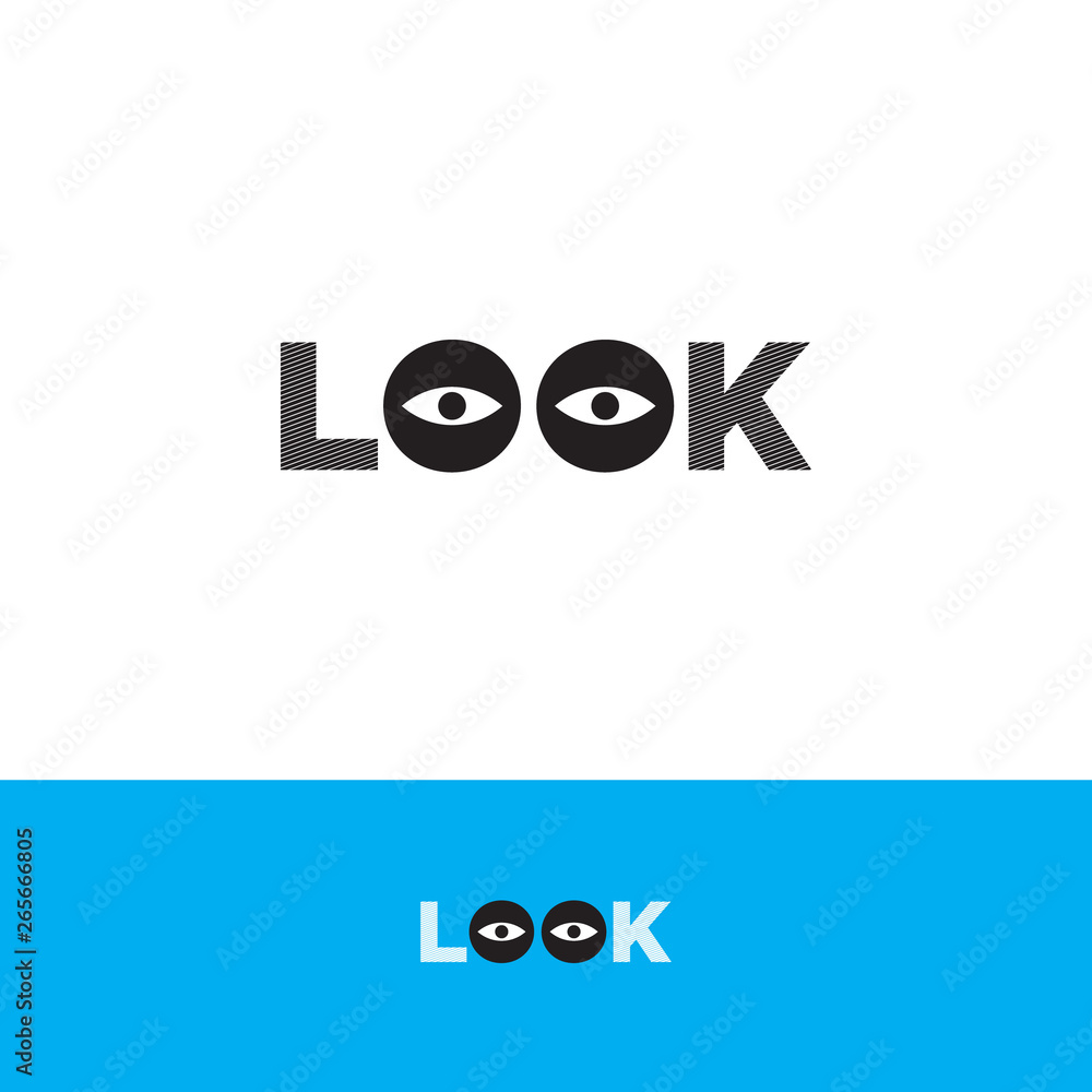 Fototapeta premium Look logo. Letters u in the form of two eyes, observation logo. Comic icon.