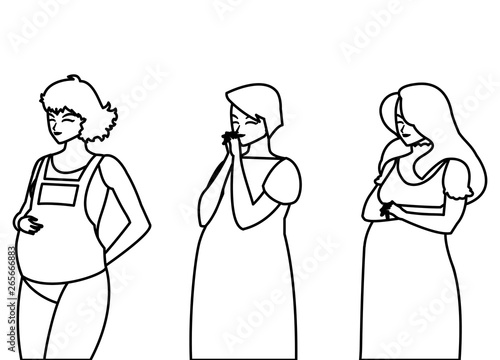 group of beautiful pregnancy women characters