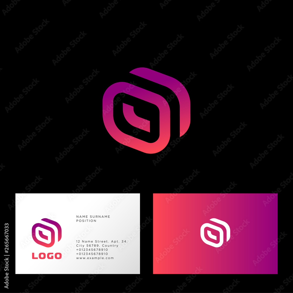 Fototapeta premium O monogram. Round gradient logo. Bound lines emblem. Monochrome option.