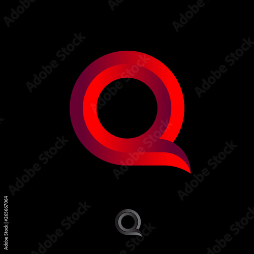 Q monogram. Q letter logo. Beautiful voluminous letter Q as ribbon on a dark background.