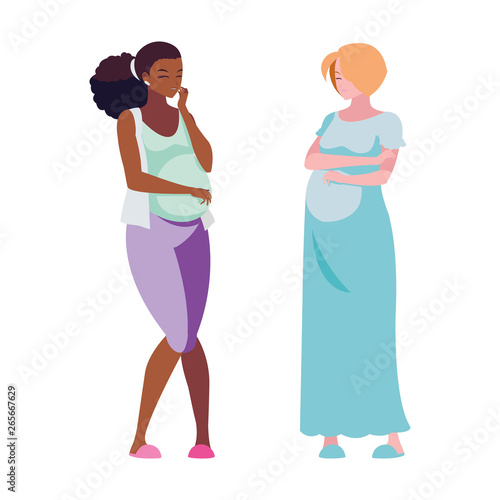 interracial couple of pregnancy women characters