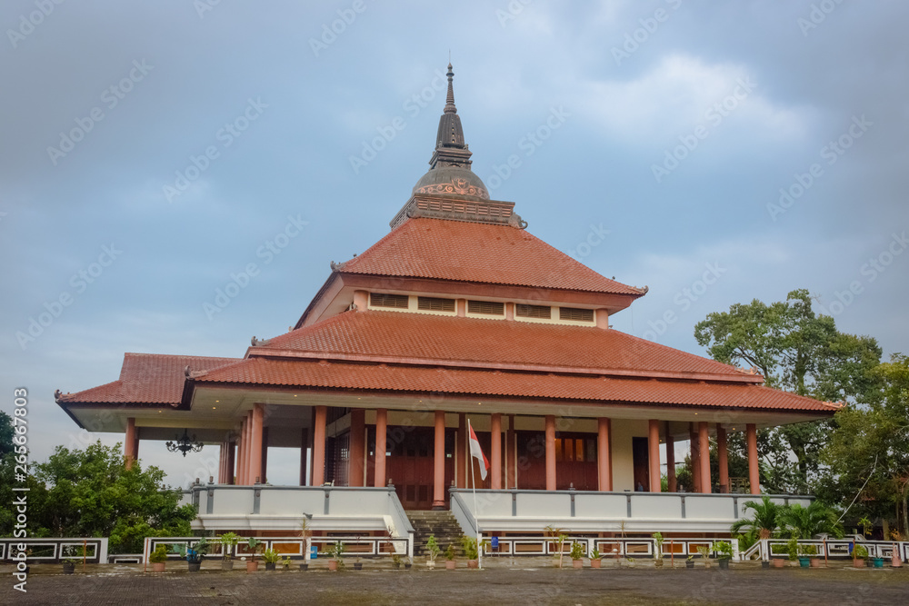 Semarang, Indonesia - December 3, 2017 : View of Pagoda Dhammasala at Vihara Buddhagaya Watugong. Vihara Buddhagaya is Buddhist temple located in Semarang, Indonesia. Semarang, Indonesia - December 3, 2017 : View of Pagoda Dhammasala at Vihara Buddhagaya Watugong. Vihara Buddhagaya is Buddhist temple located in Semarang, Indonesia.