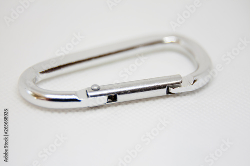 carabiner in metal on white background