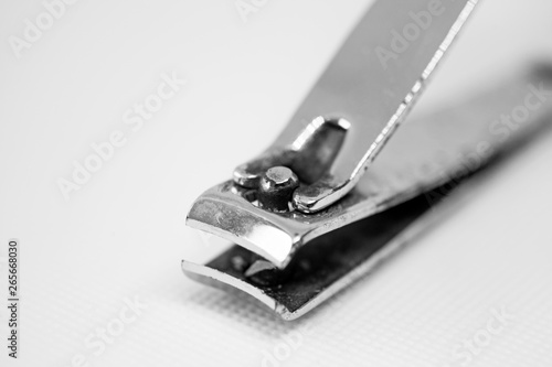 close up of metal nail clippers