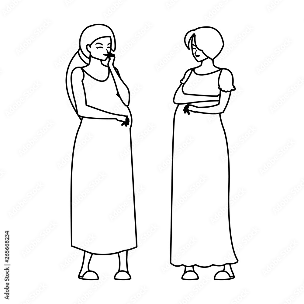 couple of beautiful pregnancy women characters couple of beautiful pregnancy women characters